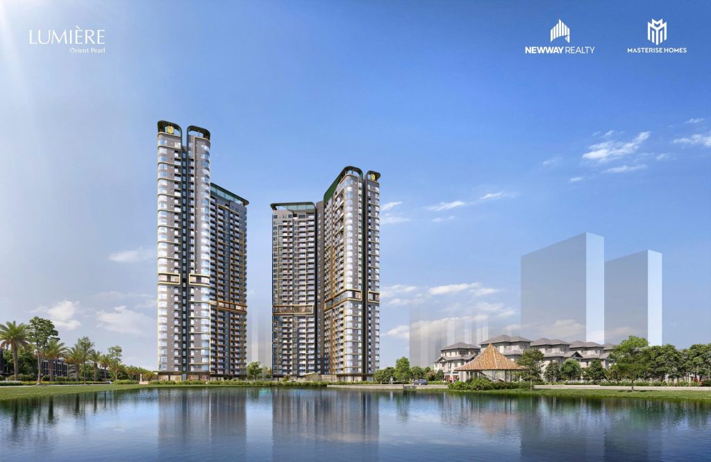 Phối cảnh tổng thể dự án Lumiere Orient Pearl – khu phức hợp hiện đại với không gian sống đẳng cấp tại trung tâm đại đô thị Ocean Park