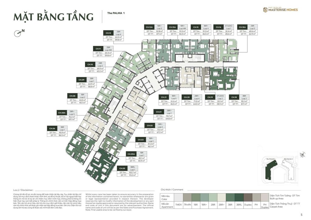 Mặt bằng điển hình tòa The Palma 1